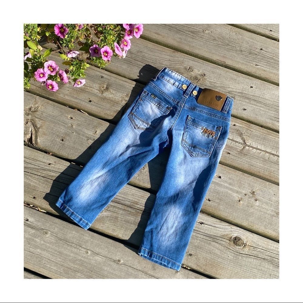 Lordling Toddler Jeans Faded Distressed Suspender Sz 2